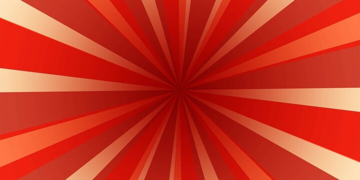 Retro red background with vintage circus sunburst. Psychedelic colorful swirl poster, abstract pattern in 70s carnival style. Hypnotic sunburst vector illustration.