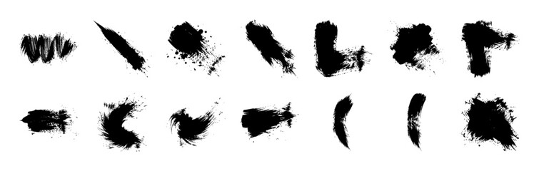 black abstract brush strokes isolated on transparent background © Syakila Nazwa