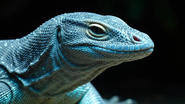 Blue Tree Monitor Lizard Close-Up Portrait