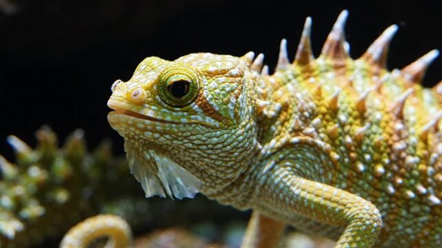 Close-up of Spiny Lizard with Yellow Scales and Spikes
