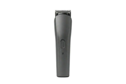 Modern electric hair clipper for grooming isolated on black background