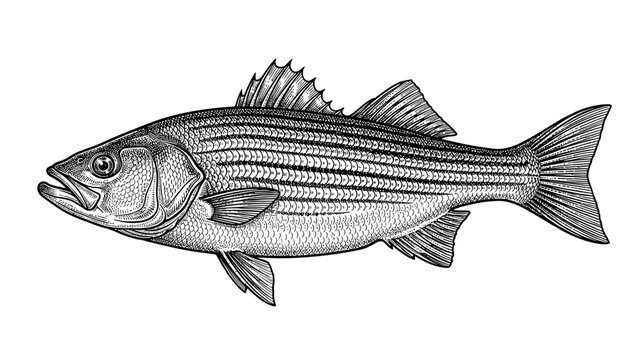 Striped Bass Fish Illustration