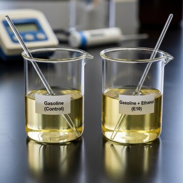 Comparison of Gasoline and Ethanol Blend in Laboratory Beakers