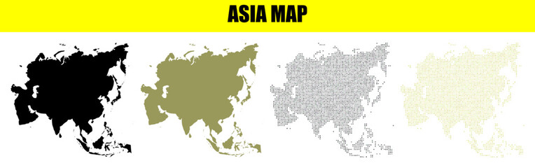 Asia map collection with silhouette and dotted grid styles © ROSE@ROSEA