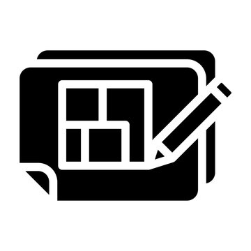 Stack of house floorplan papers icon glyph black style