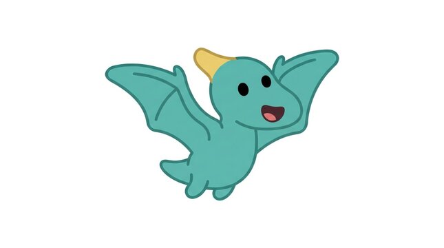Friendly cartoon pterodactyl dinosaur flying with dinosaur pterodactyl creature prehistoric