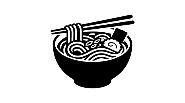 Ramen noodles bowl with chopsticks.