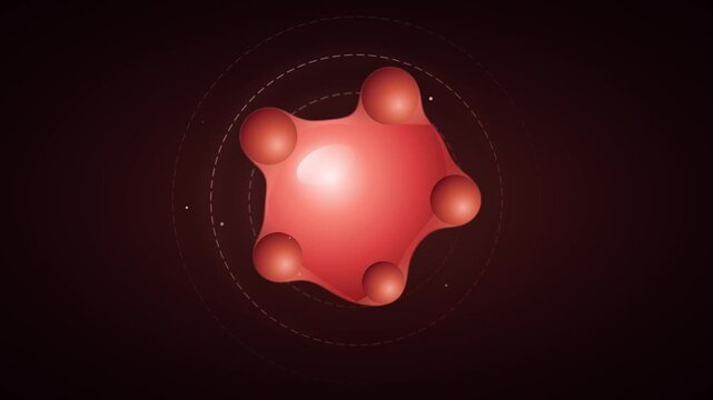 Abstract liquid blob cell with futuristic HUD circles in medical scientific concept