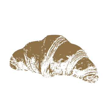 Croissant French Pastry Bakery Breakfast Vintage Grunge Baked Food Vector Illustration Isolated on Transparent Background