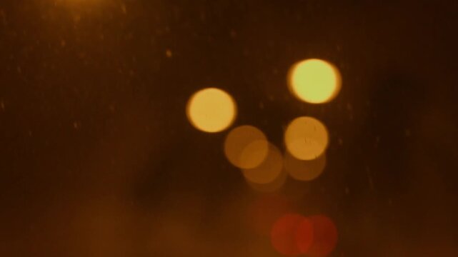 Out of Focus Bokeh Lights Inside a Highway Tunnel