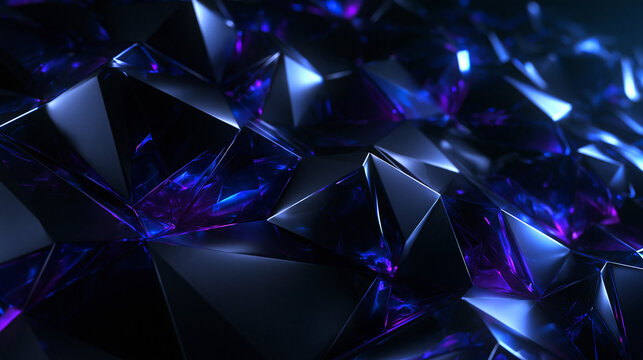 Dark Blue Geometric Crystal Texture Abstract Background