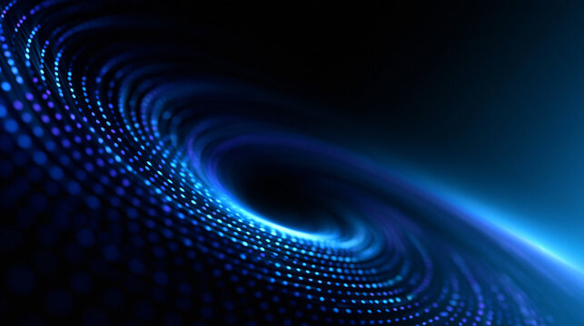 Abstract Blue Digital Data Particle Vortex Background