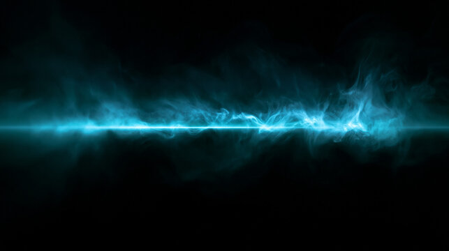 Abstract Blue Glowing Energy Line with Plasma Smoke Effect