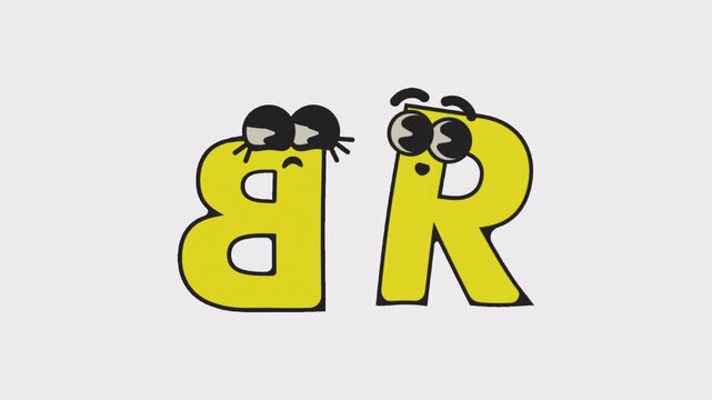 Animated Alphabet Characters Featuring Cartoon B and R Letters with Expressive Faces for Children Educational Media and Creative Design Projects