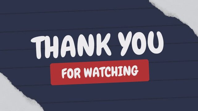 End Screen Graphic Featuring White Text Over A Dark Blue Lined Background With Ripped Paper Edges For Video Content Outro