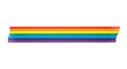 Fototapeta premium Rainbow striped pride adhesive tape strip on transparent background