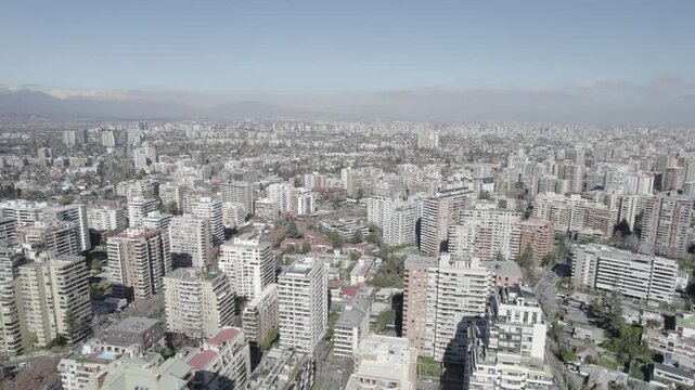 High Altitude Aerial Panning Footage Of Santiago De Chile Urban Landscape