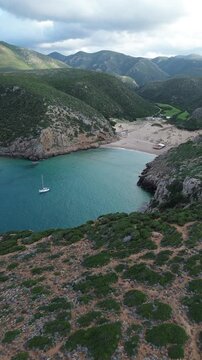 Cala Domestica Coastal Landscape Seen From Above in Sardinia