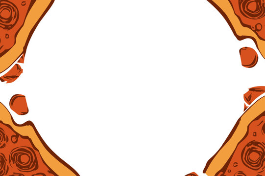 Pizza Frame Border with Copy Space Italian Food Vector Illustration Isolated on Transparent Background