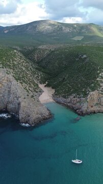 Cala Domestica Coastal Landscape Seen From Above in Sardinia