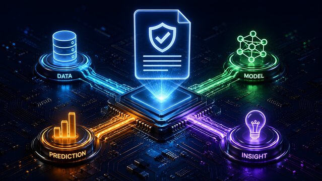 Advanced secure data processing via AI and machine learning models, delivering valuable predictions and actionable insights for strategic business decision-making.