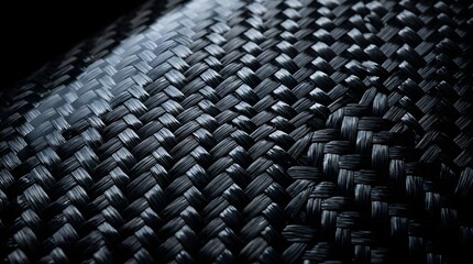 Fototapeta premium Carbon fiber texture featuring dark reflective weave pattern with glossy finish captured in high definition detail for modern industrial design