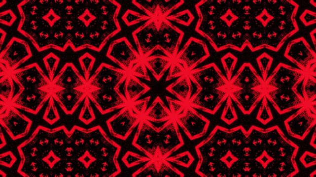 Abstract red kaleidoscope background seamless loop with symmetrical pattern 2