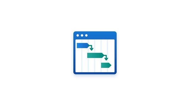 Minimalist software UI animation showing blue timeline progress element on clean white background