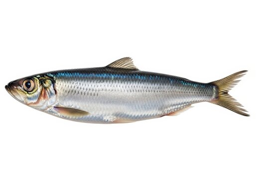 Fresh Whole Atlantic Herring Fish Isolated on White Background - Clupea Harengus for Seafood and Culinary Concepts