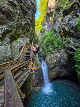 waterfall in the forest, Sigmund-Thun-Klamm, Kaprun, Austria