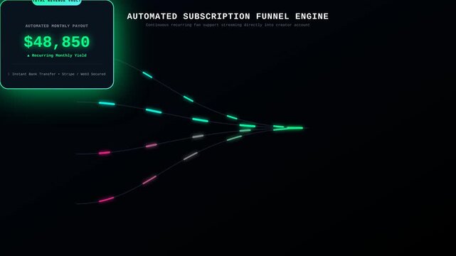 Automated Subscription Funnel Engine Showing Digital Financial Data Flow And Revenue Growth Metrics