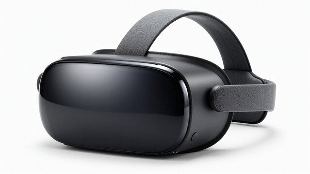 Modern Virtual Reality VR Headset with Adjustable Straps Isolated on a Pure White Background