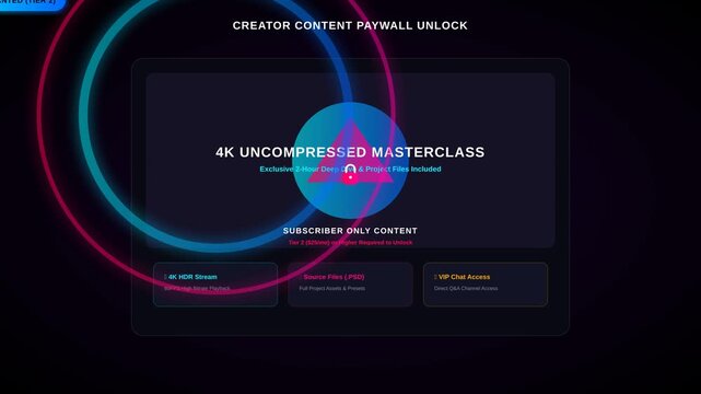 Digital Content Paywall Unlock Interface Animation for Premium Subscription Access and Membership