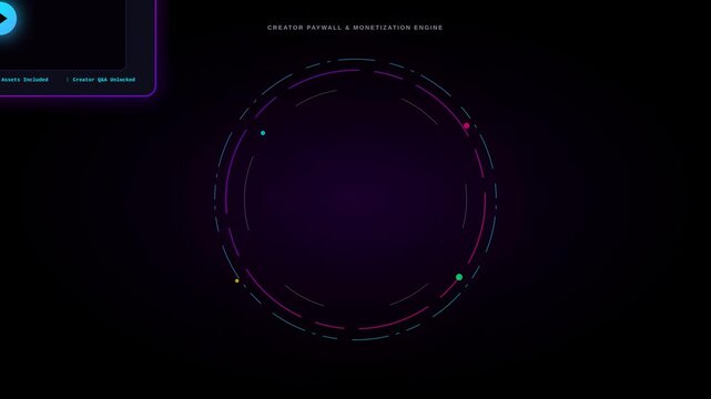 Digital Paywall Interface Featuring Glowing Lock Icon for Exclusive Content Access Animation Loop