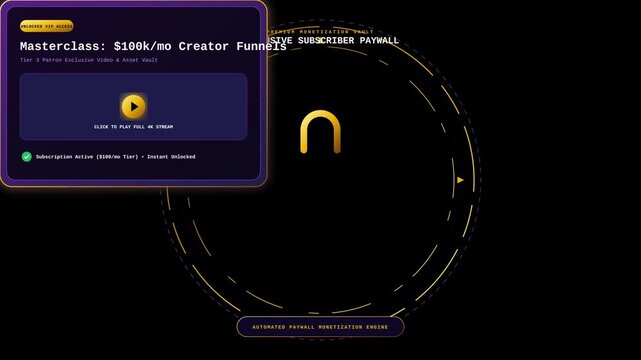 Digital Paywall Interface with Animated Graphic Elements for Subscription Monetization Systems