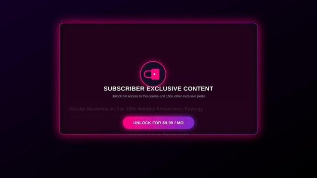 Modern Neon Glow Subscription Access Paywall Screen Interface for Online Course Membership Access