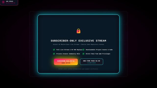 Subscriber Exclusive Stream Landing Page UI Design for Premium Online Educational Content Platform