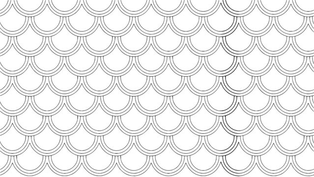 Geometric fish scale pattern with black outline on white background