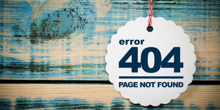 Error 404 Page Not Found Tag, Digital Glitch Concept