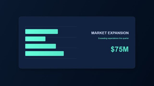 Market expansion bar chart infographic showing financial growth and revenue increase metrics