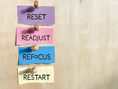 Reset Readjust Refocus Restart Personal Growth Concept