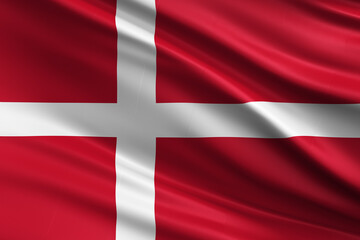 Fototapeta premium Waving national flag of Denmark background.