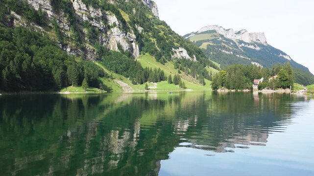 Serene Seealpsee Lake Switzerland with Majestic Appenzell Alps and Santis Peaks