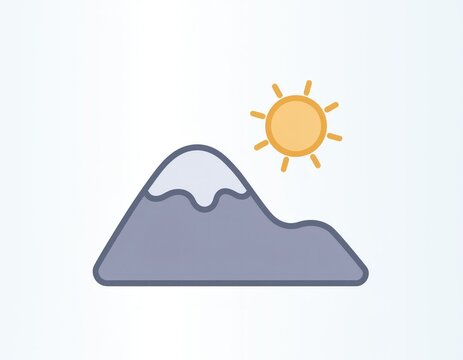 mountain and sun vector icon clean design landscape symbol