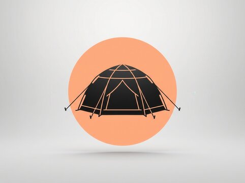 Minimalist black camping tent graphic icon illustration with adventure, vacation