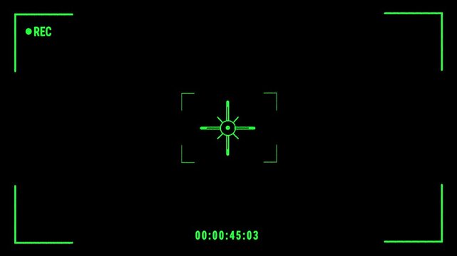Green Night Vision Camera Viewfinder Recording Screen. 4K Video
