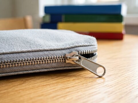 Close Up Of A Durable Fabric Pencil Case With A Sturdy Zipper Closure, Ideal For School Or Office Supplies.