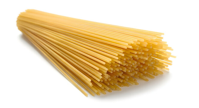 A bunch of raw dry spaghetti pasta noodles lying in a pile