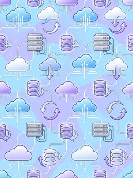 cloud computing and data storage server network seamless pattern