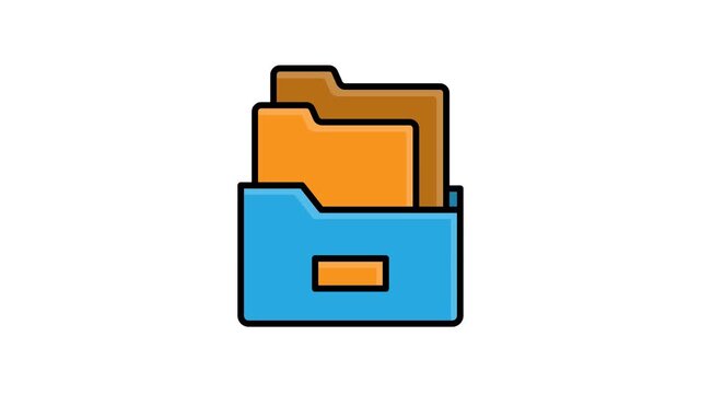 Office animated. Document folder. Archive folder containing several documents. Management, team, marketing. flat design style.